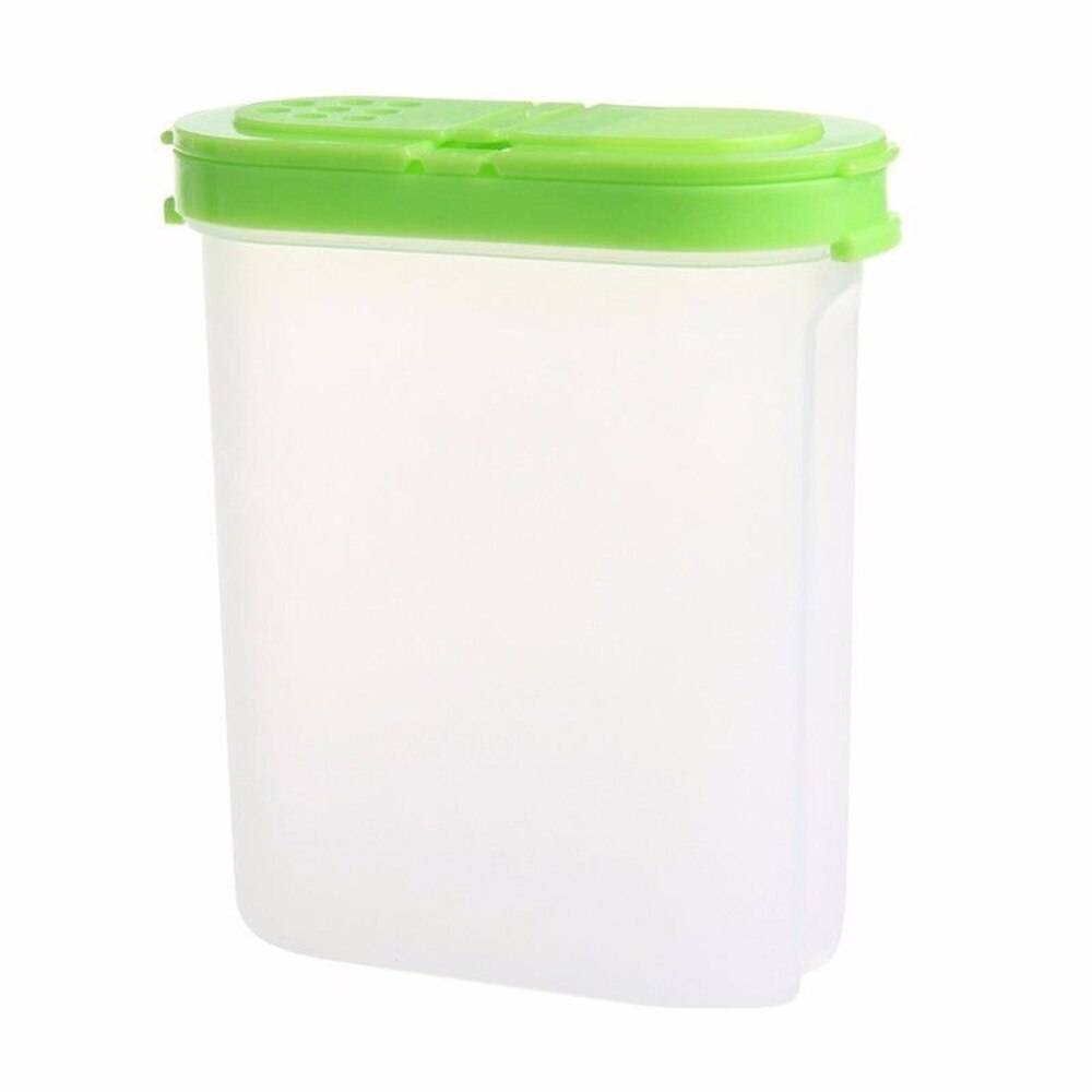 3 Colors Durable Plastic Kitchen Seasoning Container Pot Spice Boxes Practical sugar bowl Double Lid Kitchen gadgets: green