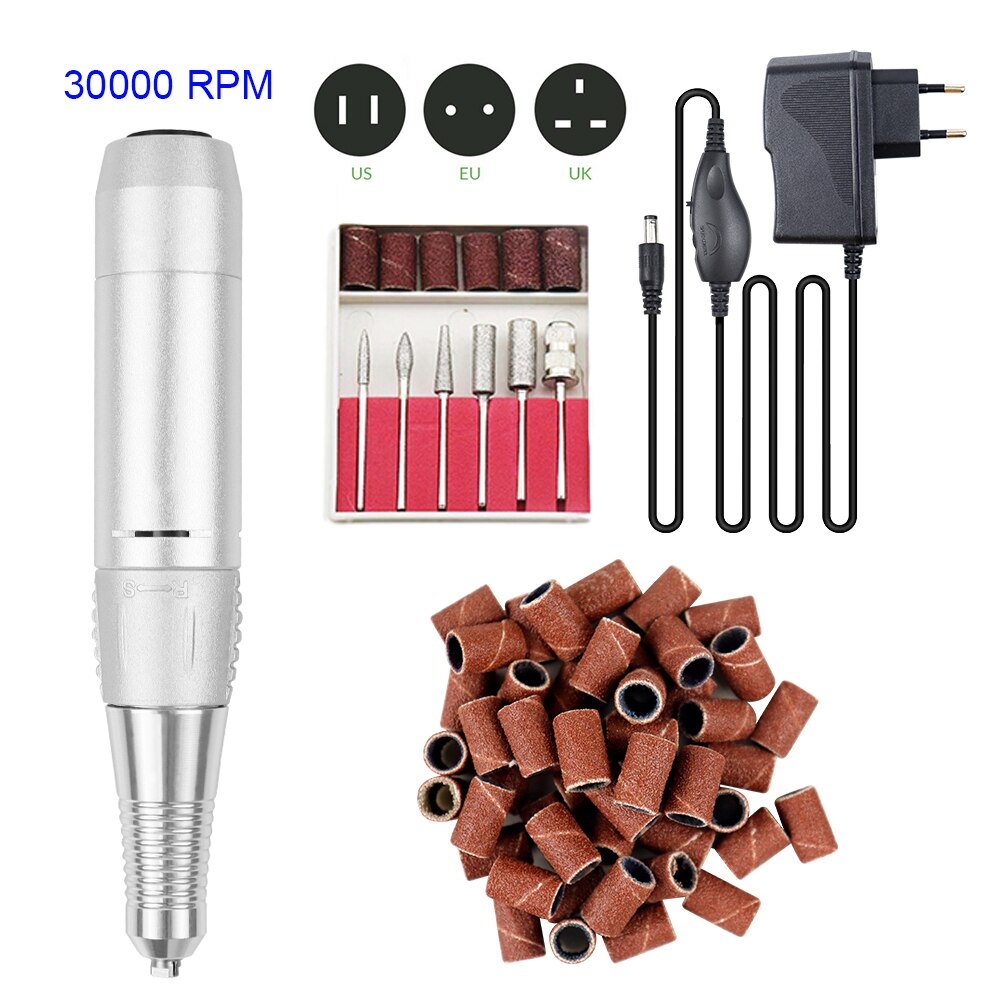 35000RPM Portable Electric Nail Drill Machine Nail File Kit for Manicure Pedicure Polishing Tools for Home Salon Use: 30000RPM