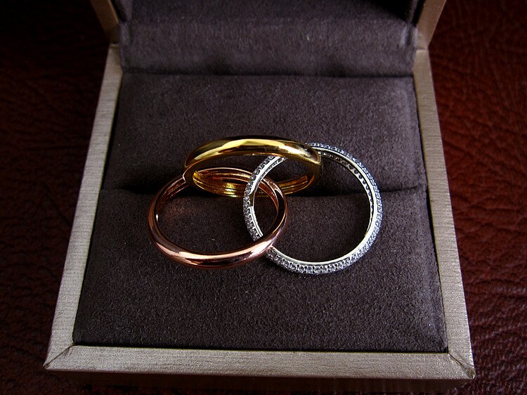 Luksus aaa cubic zirconia mikro bane indstilling tredobbelt lille ring, store  ,3 toner plating, bryllup & fest smykker til kvinder  r3666