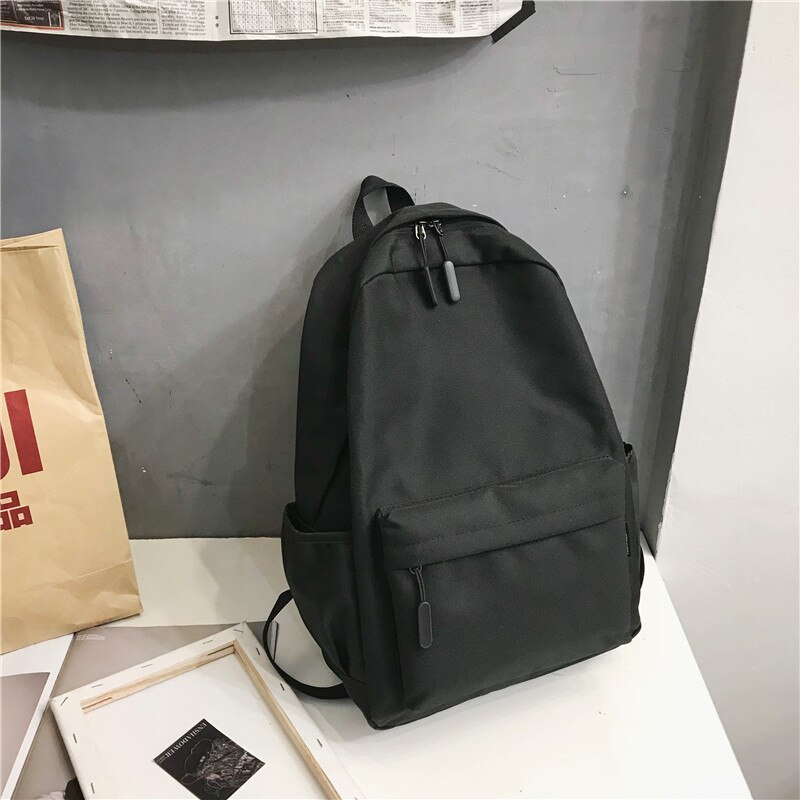 Mochila de viagem masculina de grande capacidade, mochila de estudante adolescente, lona preta impermeável mochila de trabalho feminino, mochila de computador portátil: black