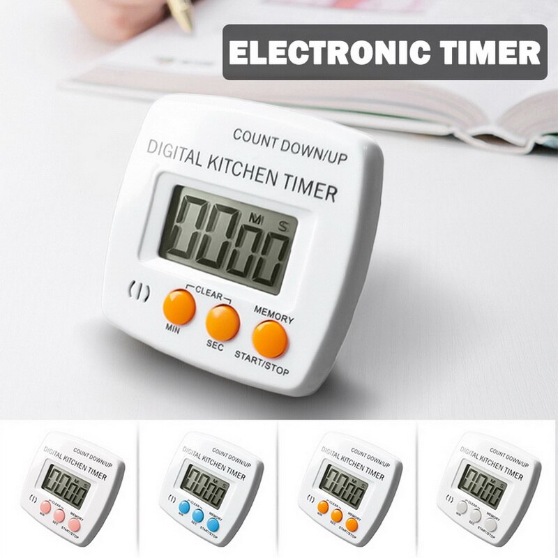 Mini lcd digitale display keukentimer vierkante keukenwekker met magneettimer
