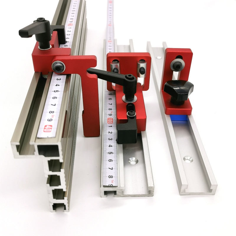 600mm/800mm profilé en Aluminium clôture 74mm hauteur avec t-pistes et supports coulissants connecteur de clôture de jauge d'onglet pour le travail du bois