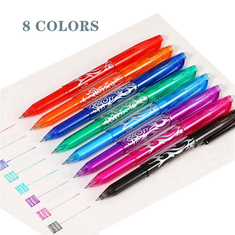 8PCS YDNZC Erasable Pen 8 Colors Ink Gel Pen of Styles Rainbow Best-selling Drawing Stationery Pens For School