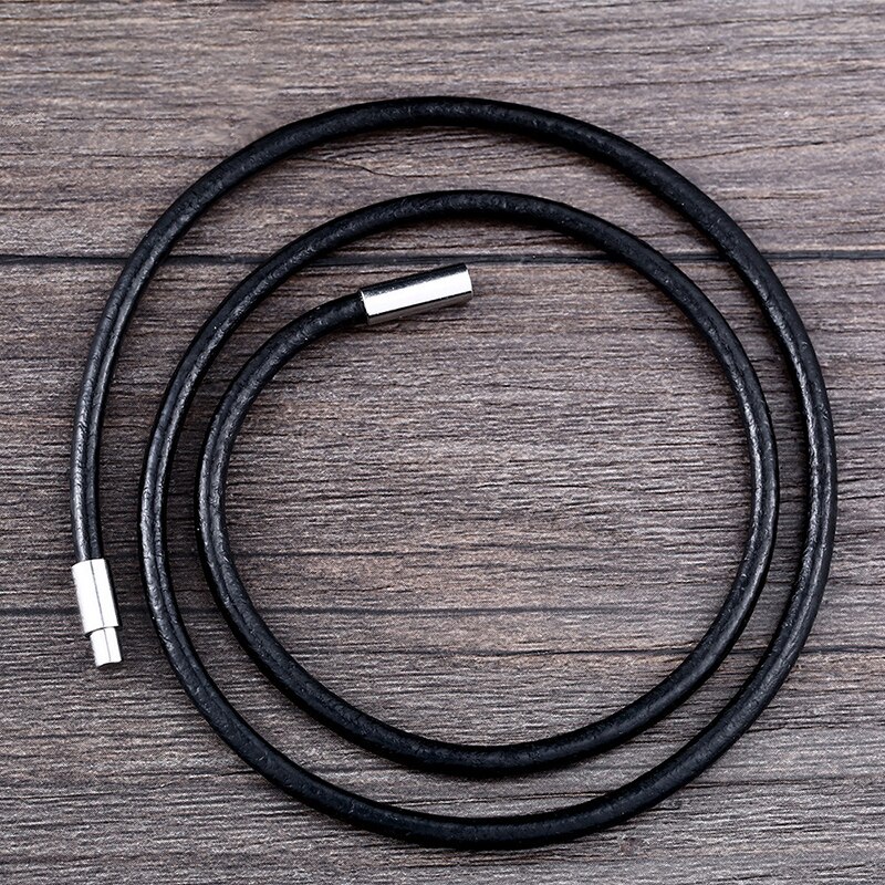 1pc 3mm sort læder ledning voks reb kæde halskæde rustfrit stål rør lås halskæder kæde