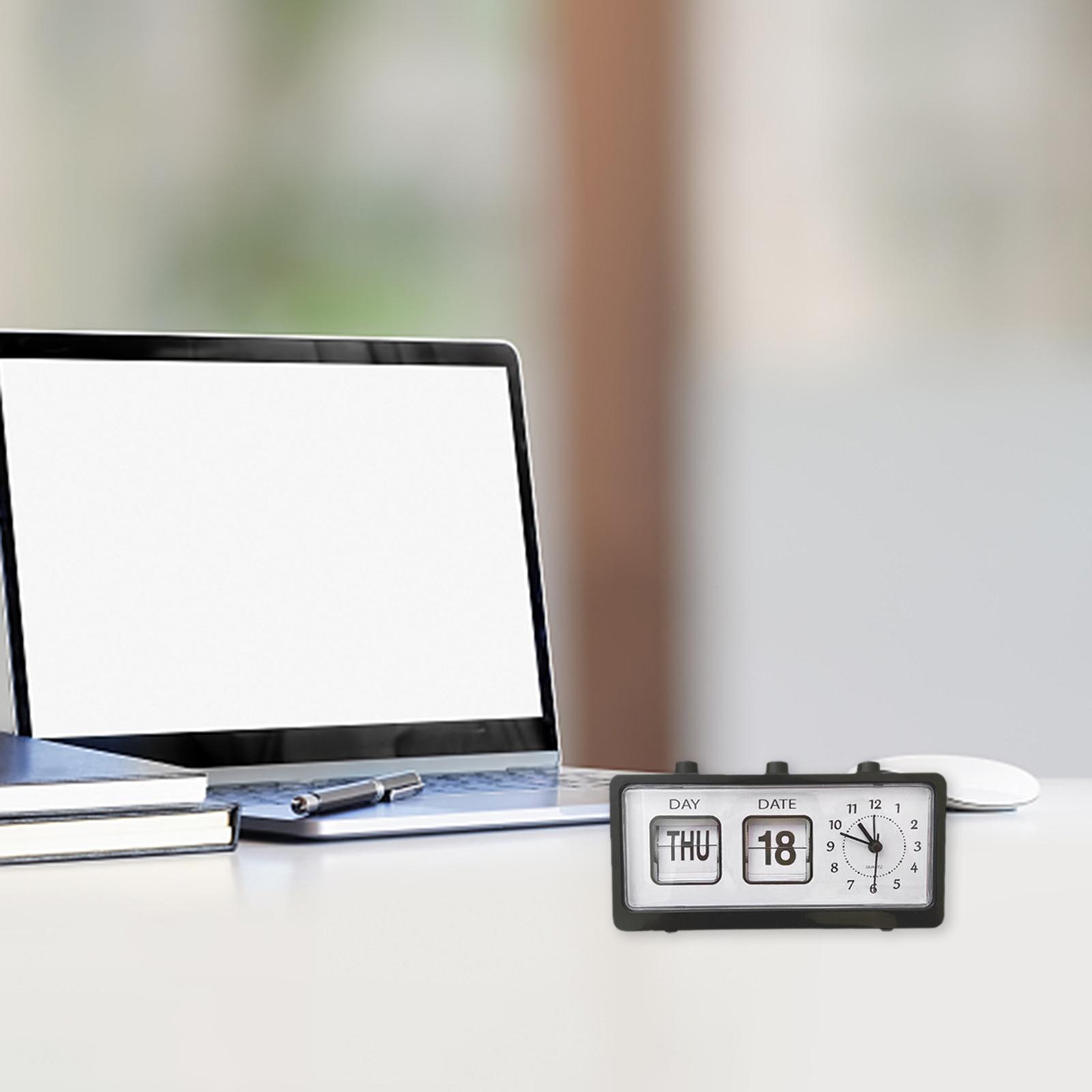 2x Manual Clock Calendar Reminder Bedside Clock Table Clock for Office Living Room