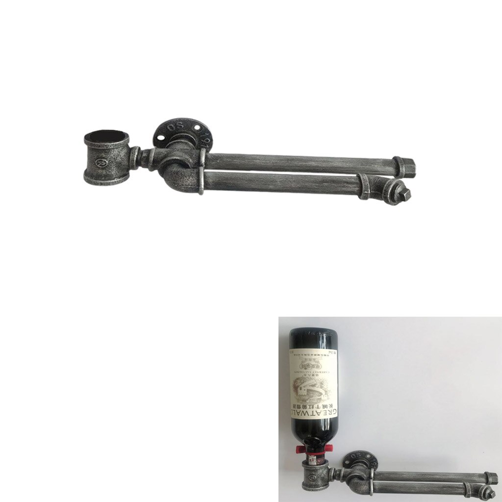 Wall Mounted Metal Wine Bottle Holder Novelty Industrial Themed Space Saving