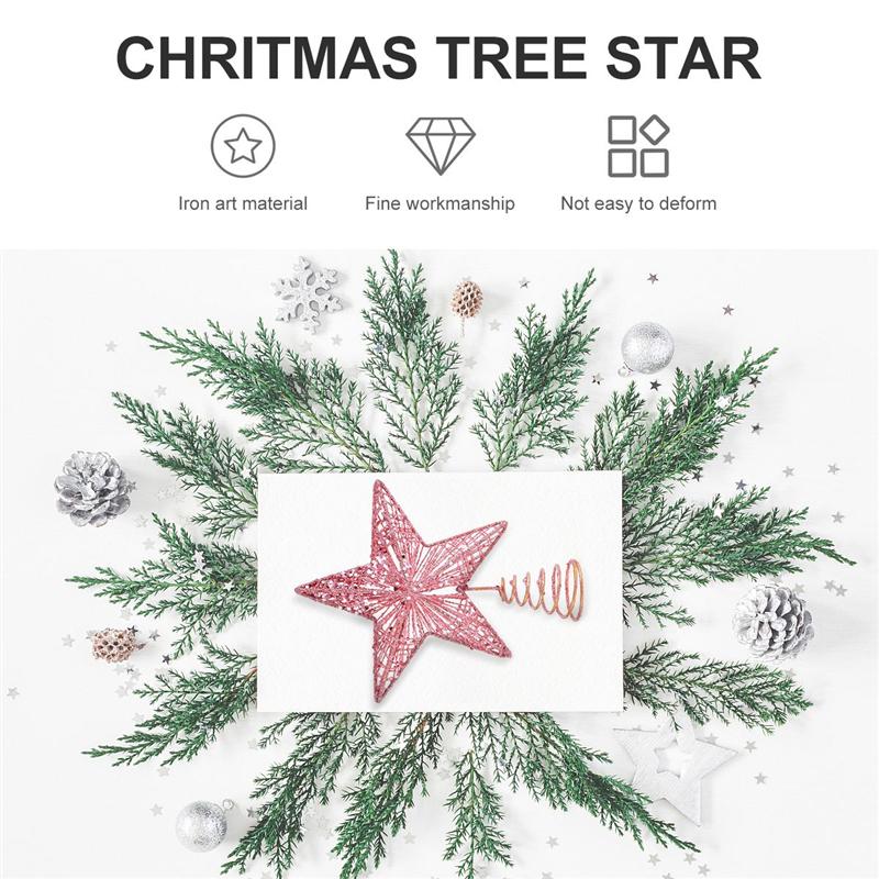 1pc udsøgte jern kunst ornament smukke træ stjerne til jul (lyserød)