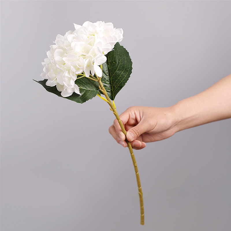 1 Branch Artificial Hydrangea Branch With False Leaf Silk Artificial Flower Wedding DIY Home Garden Decoration False Hydrangea