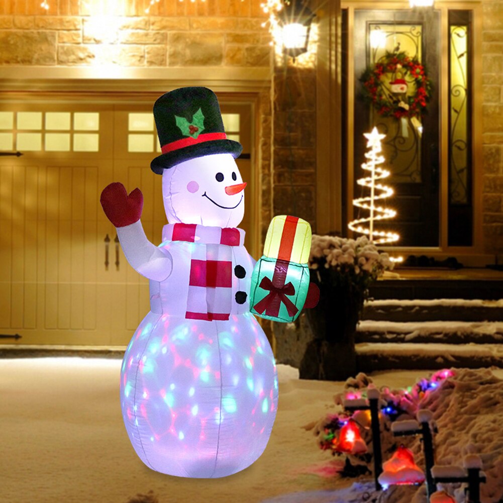 4FT Kerstdecoratie voor buiten opblaasbare kerstman met ingebouwde roterende LED-verlichting, opblaasbare schattige zittende kerstman voor binnen en buiten, tuin, gazon, tuin, vakantie, feest