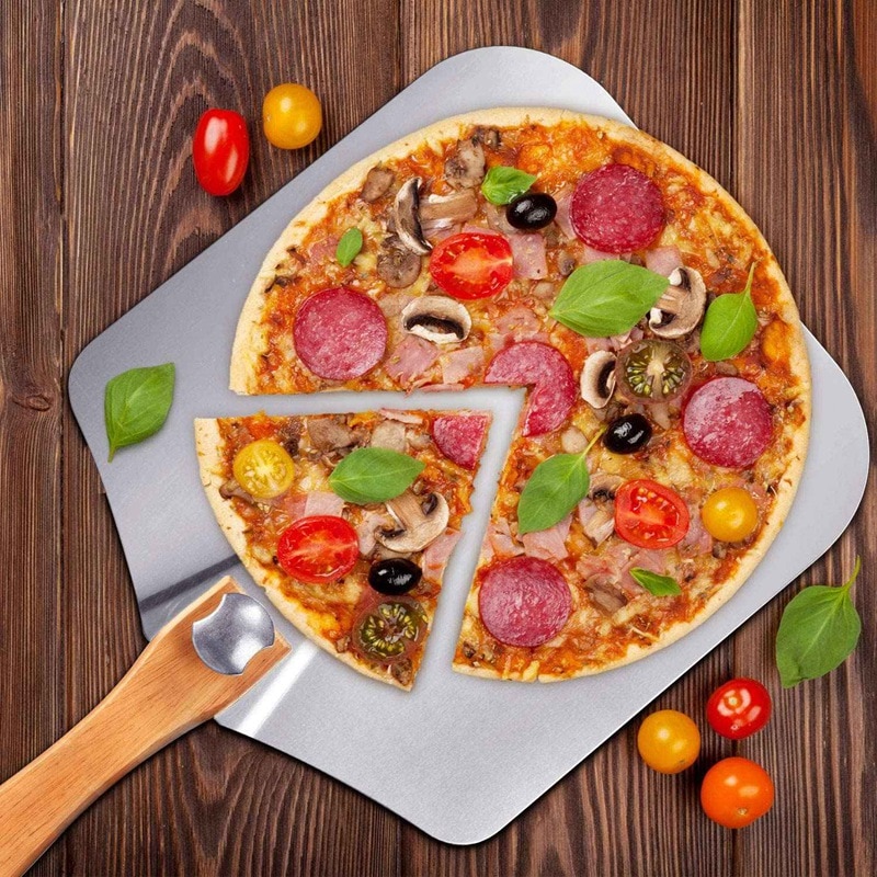 12 Inch Pizza Schil Paddle, Aluminium Pizza Transfer Spatel Met Opvouwbare Houten Handvat Voor Zelfgemaakte Pizza Lover