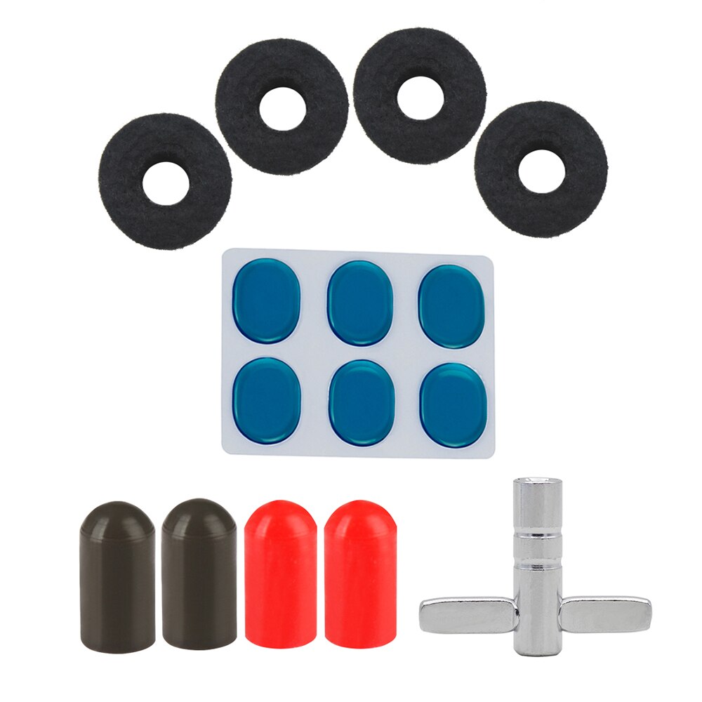 Drum Set Accessories Kit with 4pcs Cymbal Stand Felt Washeres + 4pcs Drumstick Rubber Tips + 6pcs Drum Damper Gel Pads