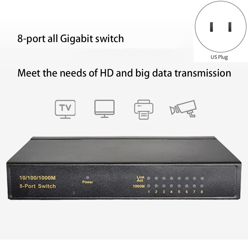 Interruptor gestionado de 8 puertos Gigabit, conmutador Ethernet gestionado con 8 puertos, 10/100/1000M, VLAN