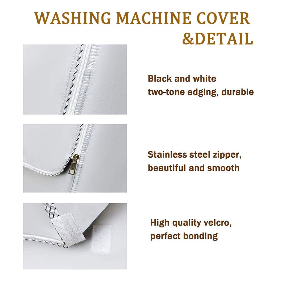Washing Machine Cover Polyester Fibre Waterproof Front Load Laundry Dryer Cover Sunscreen Laundry Silver Coating Dustproof Cover