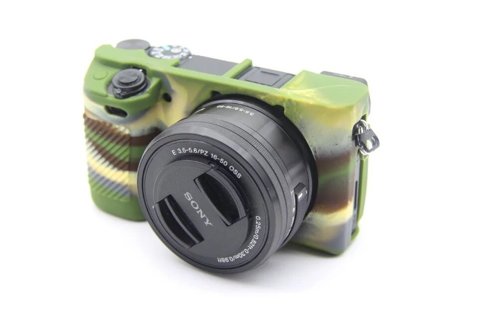 Bonita bolsa suave para cámara de vídeo para Sony A6300 A6400, funda de silicona, funda de cuerpo de goma: Green
