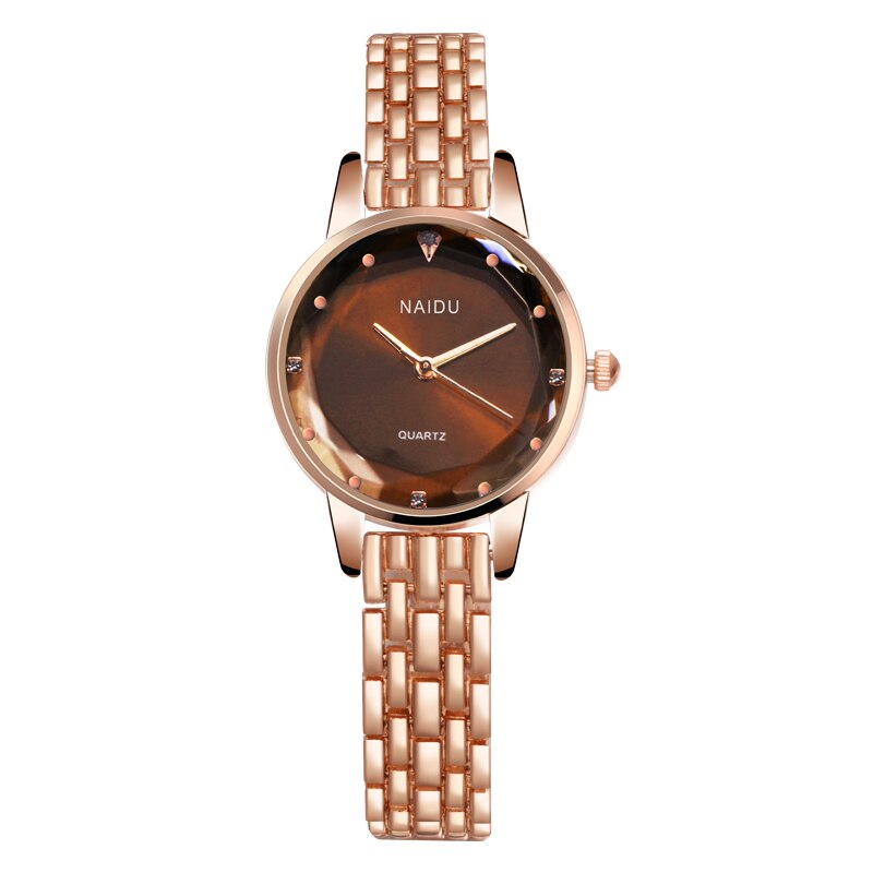 Women Watches Ladies Bracelet Watch quartz NAIDU Rose gold dress wristwatch casual relogio feminino reloj mujer kol saati: Brown