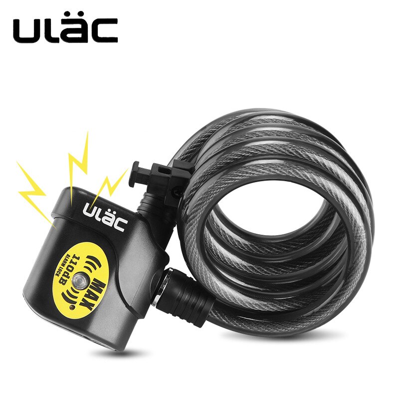 Ulac Bike Lock Bicycle Electronic Alarm Lock Cycling 110Db Loud Cable Mtb Bicycle Anti-Theft Locks Road Bike Safe Wire Locks