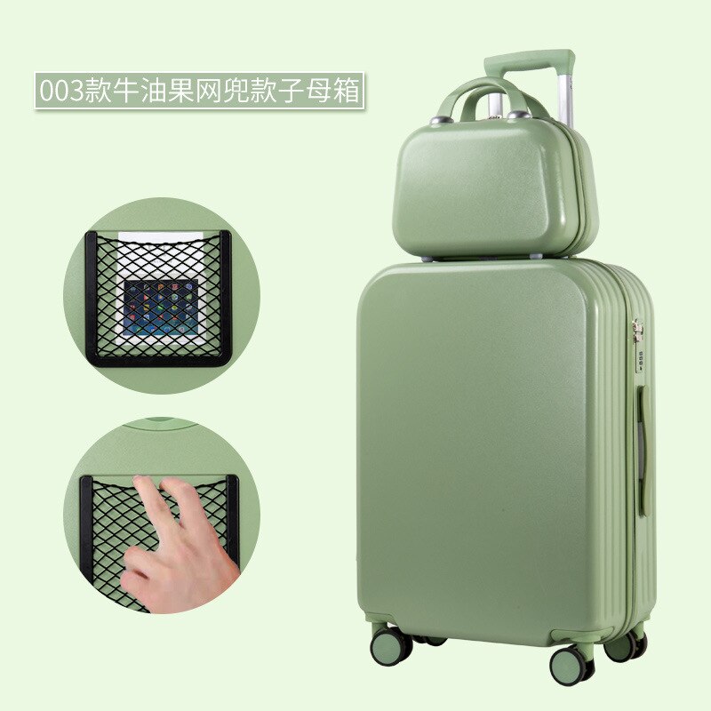 De Mode Universele Wiel Unisex Rits Trolley Case Krasbestendig Koffer Cabine Kofferbak Matte Effen Kleur: 006 Avocado Green