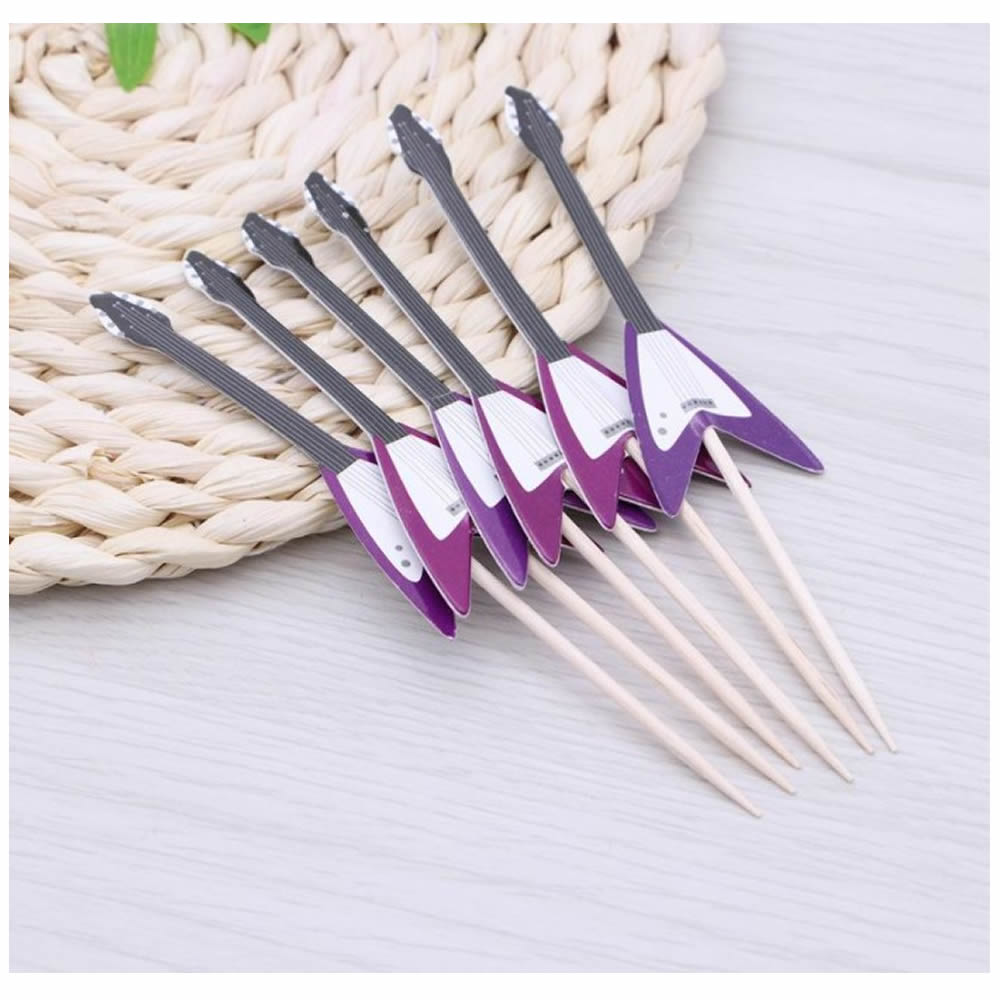 24 stks/set Gitaar Cupcake Toppers Picks Muziekinstrument Vorm Taart Decoreren Gereedschappen voor Birthday Party Decor