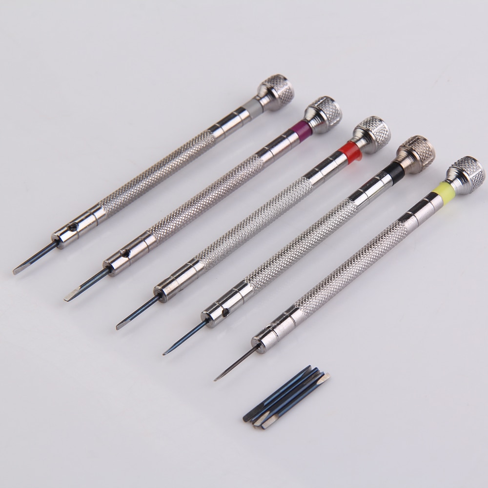 5 Pcs Alloy Steel Horloge Schroevendraaier Horloges Gereedschap Reparatie Kit Klok Multi Size Band Removal Mini Zilver Link Pins Horlogemakers tool
