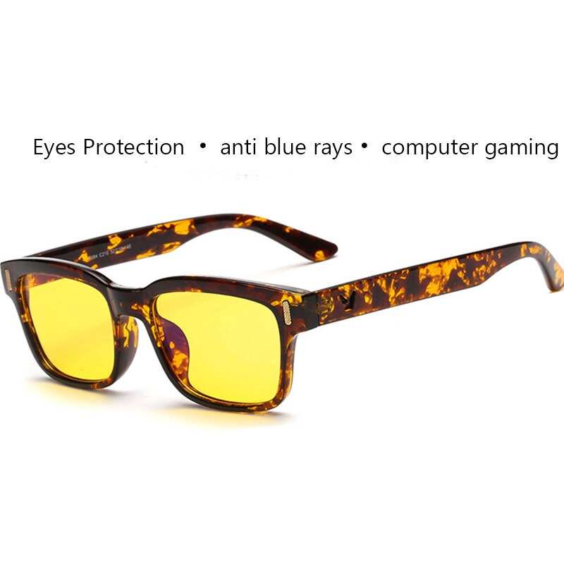 Gafas de ordenador con rayos azules para hombre, lentes de radiación con pantalla, de , para oficina y juegos, con bloqueo UV: leopard yellow