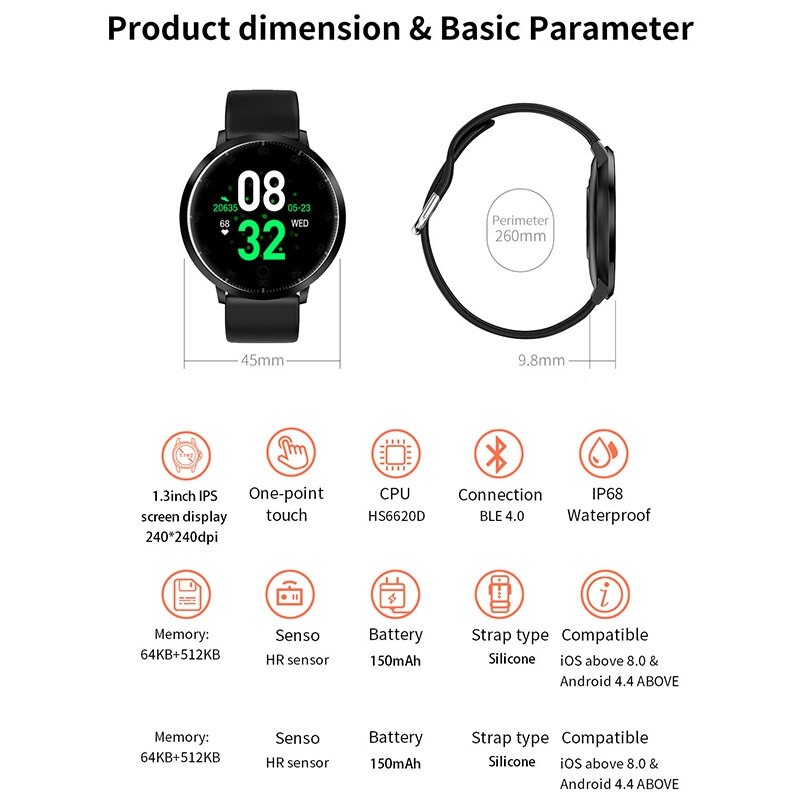 K12 Smart Watch Heart Rate Tracker Fitness Tracker Sport Smart Bracelet Watches Blood Pressure Pedometer Sleep Tracker