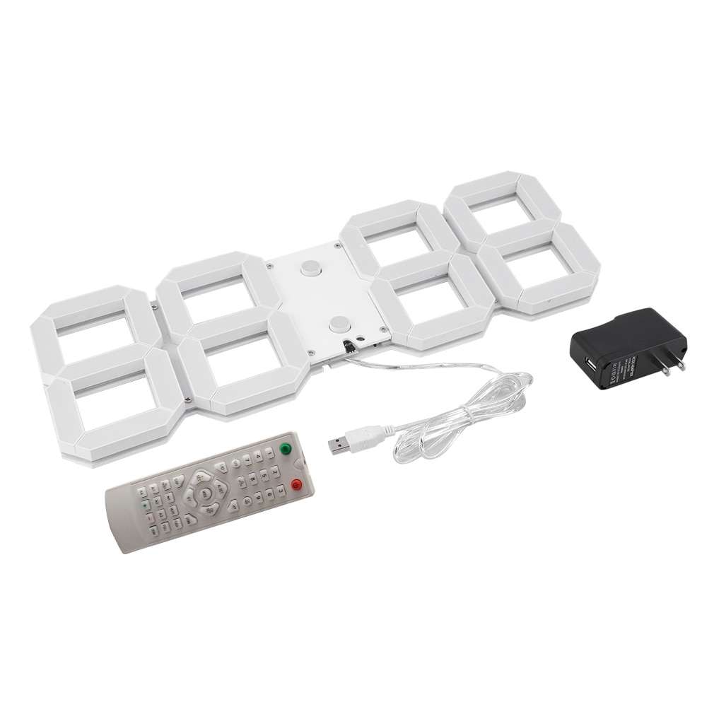 1Pc Large 3D Modern Digital LED Wall Clock 24/12 Hour Display Timer Alarm: Default Title