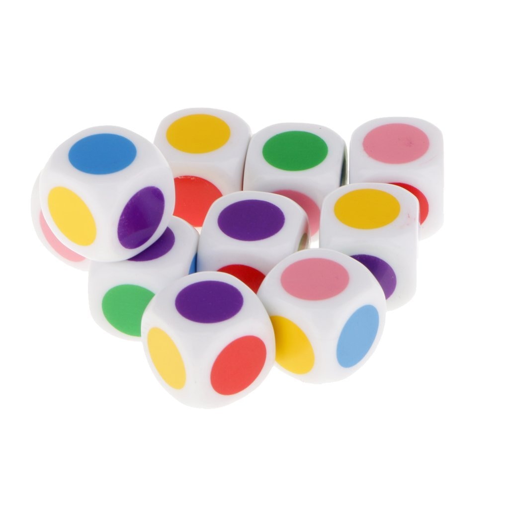 Juego de 10 Uds de dados DSGS para jugar con 6 colores para juegos de mesa para niños juegos de mesa juguetes educativos