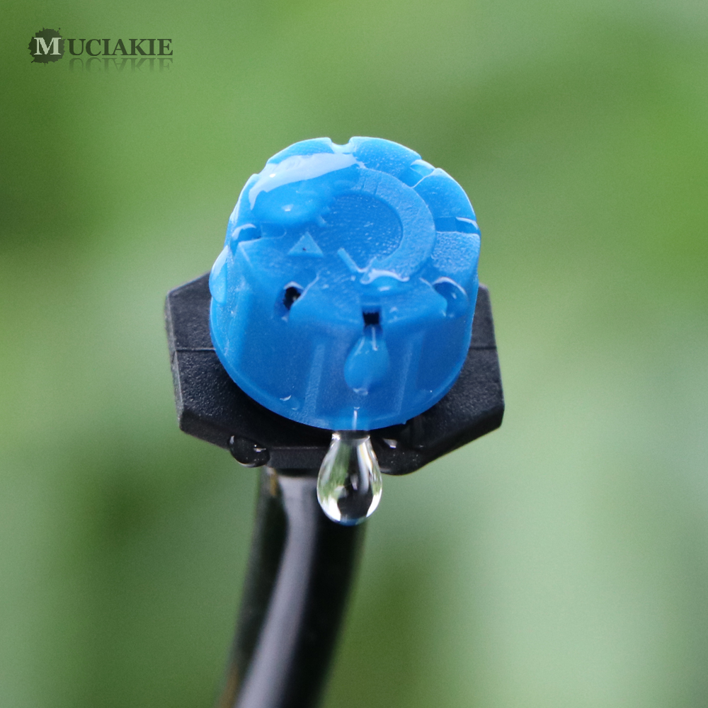 RBCFHl 1/4'' Blue Adjustable Drip Irrigation Nozzle Watering System Stop to Large Water Garden Patio Micro Kits