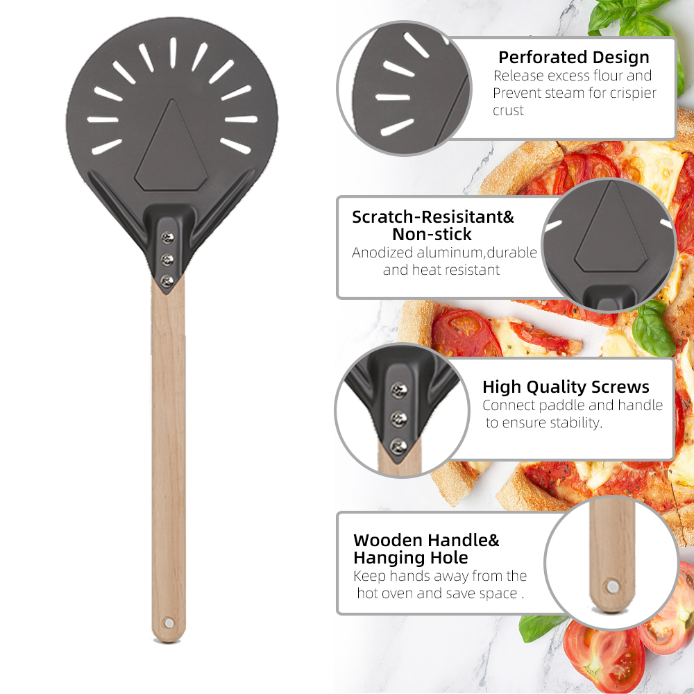 7 8 9 10 Inch Long Pizza Peel AdjustableTurning Shovel Spatula Baking Tool Kitchen Utensils Nonstick Big Pizza Turner for Oven
