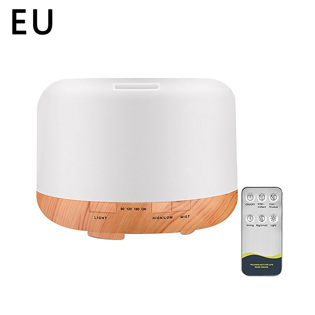 Aroma Diffuser 500 Ml Portable Electric Ultrasonic Essential Oils Diffuser Air Atomizing Humidifier With Remote Control: Light wood grain EU