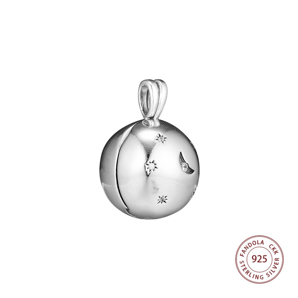 Moon and Stars Ball Pendant Necklace 925 Sterling Silver Necklaces for Women Jewelry collier femme