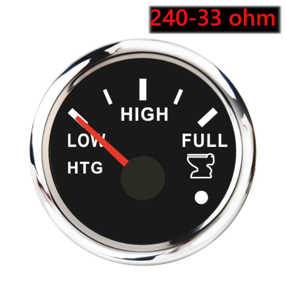 52mm marineholding tank niveaumåler 0-190 ohm 240-33 ohm vandtæt båd spildevands niveau måler htg måler 12v/24v med alarm: Bs 240-33 ohm