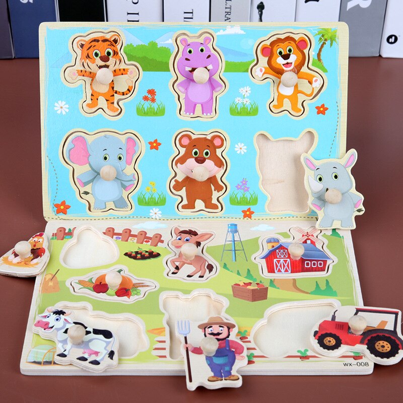 Nowe dziecko zabawki Montessori drewniane Puzzle pojazd animowany cyfrowy Puzzle z motywem zwierzęcym układanka nauka zabawki edukacyjne dla dzieci