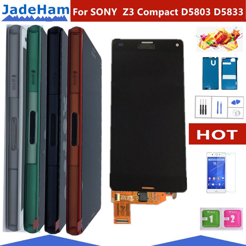 Pantalla LCD ORIGINAL de 4,6 pulgadas para SONY Xperia Z3, pantalla táctil compacta con Marco, Z3 Mini, D5803, D5833, para SONY Xperia Z3 Compact