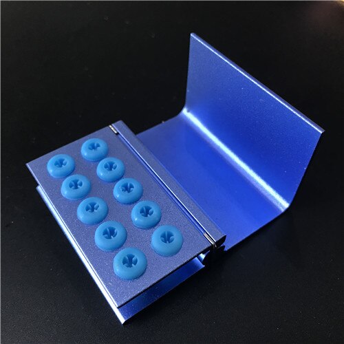 10 Holes Dental Burs Block Holder Disinfection and Autoclave Burs Holder Aluminum: blue