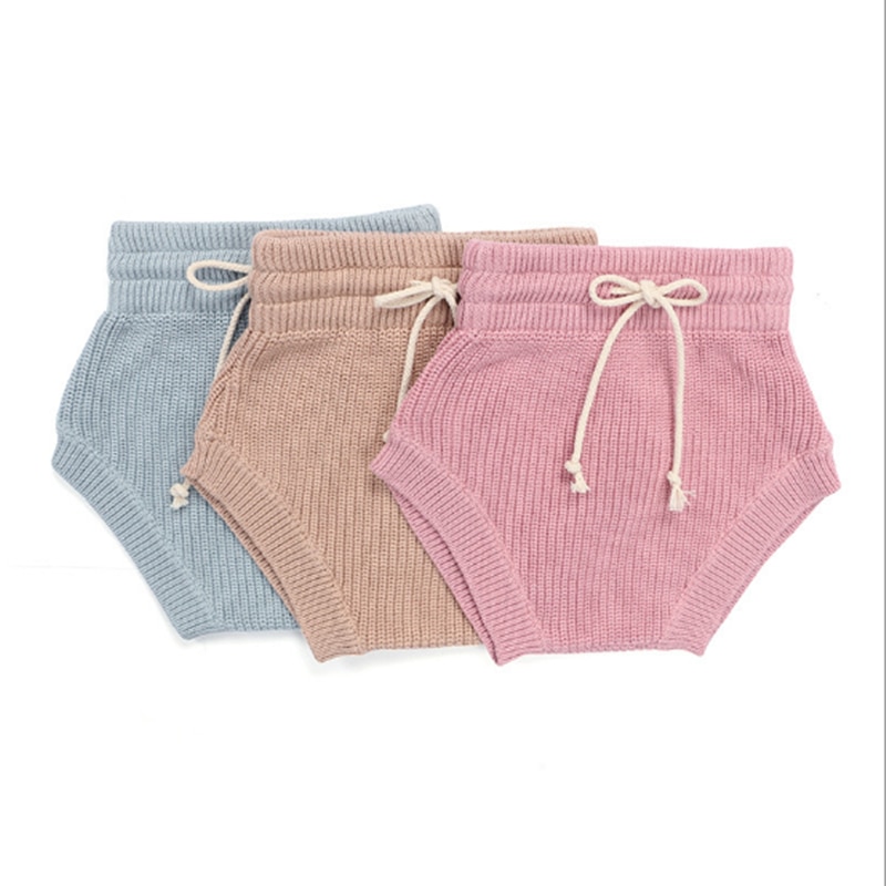 Otoño pantalones cortos de punto sólido para niños y niñas pantalones bombachos para Bebés Ropa de punto en 3 colores