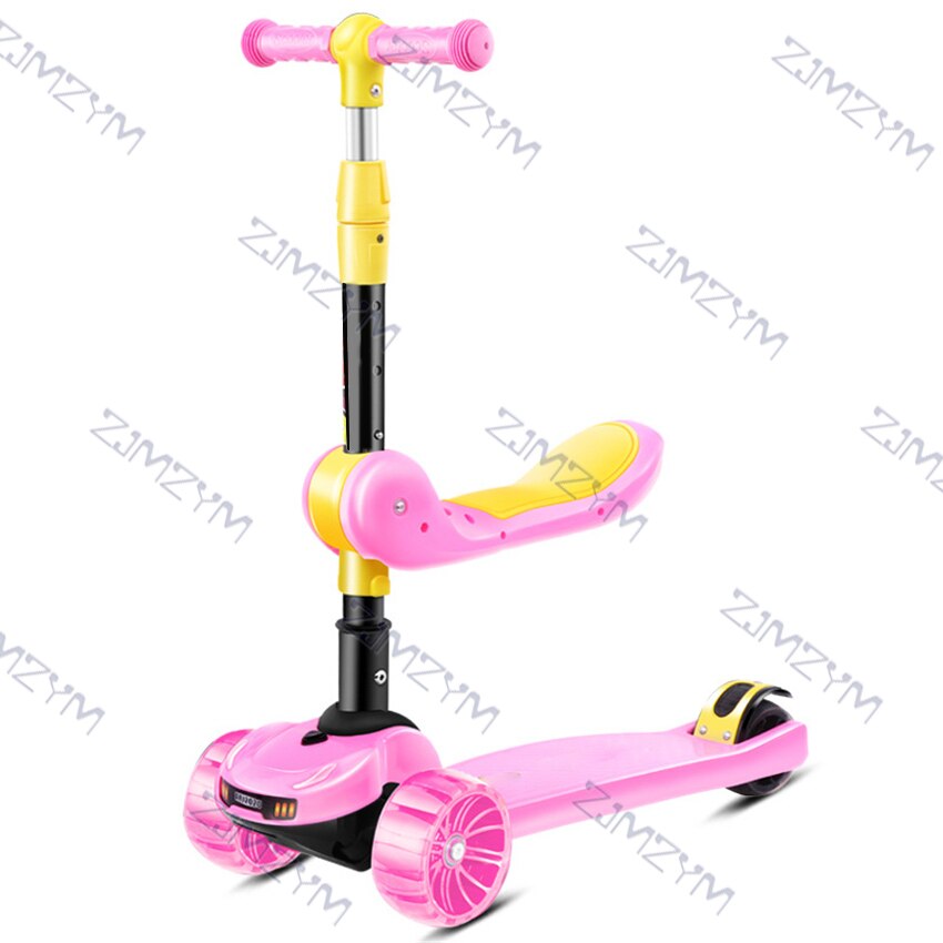 ARJ-6688 Multifunctionele 3 In 1 Kinderen Scooter Verstelbare Hoogte Knipperlicht Wiel Voet Scooters Kids Balans Fietstocht: pink
