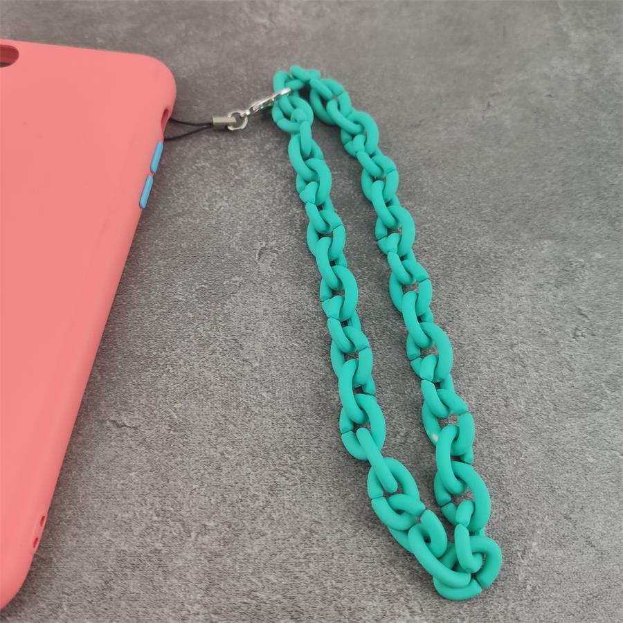 Modny łańcuszek do telefonu pasek fluorescencyjny jednokolorowy smycz naszyjnik łańcuszek kolorowy akrylowy gumowy smycz na telefon komórkowy: lake