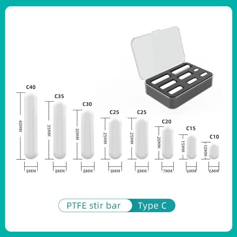 JOANLAB Magnetic Stirrer Bar Size 15mm 20mm 25mm 28mm 30mm 35mm 40mm PTFE Magnetic Stirrer Mixer Stir Bars 10 pcs Lab Supplies: Cylindrical 8 pcs