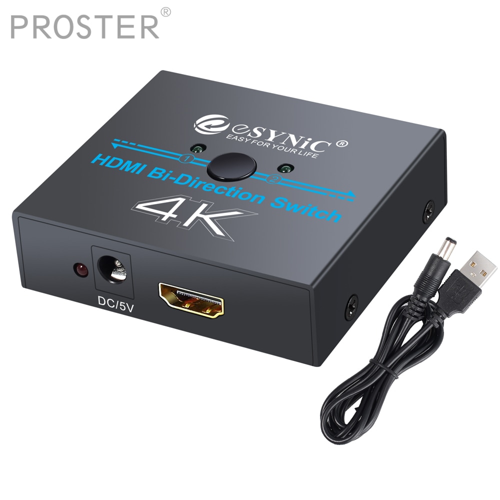 Proster 3D HDMI Splitter HDMI Bi-directionele Schakelaar Ondersteunt 4K Ultra HD Switcher DAC 2 Input 1 uitgang dac