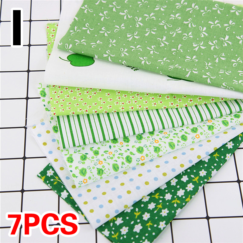 7 unids/set 25*25cm tela de algodón bricolaje surtidos cuadrados Pre-corte de colcha cuartos paquete Floral lattice rayas patrones geométricos: I