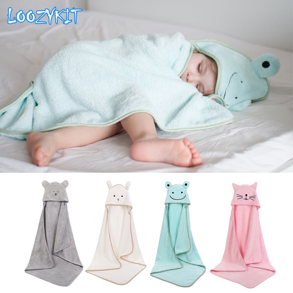 Baby Poncho Bath Towel Toalla Velvet 90*90cm Fleece Hood Infant Towels Blanket Newborn Baby Hooded Towel Infant Babies