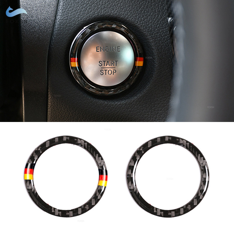 För mercedes benz ce klass  w205 w213 c180 c200 c300 glc kolfiber motor start stopp tryckknapp tändning nyckelring lock trim