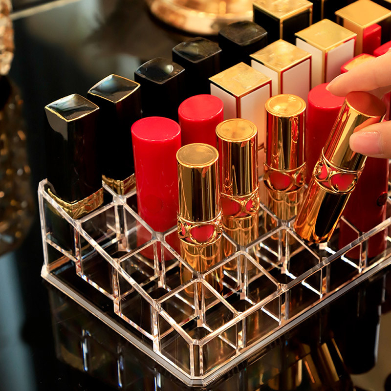 24/9 Netz Lippenstift Kasten Acryl machen-hoch Organizer Lagerung Kasten Lippenstift Nagellack Anzeige-ständer Halfter Kosmetische Organizer Kasten