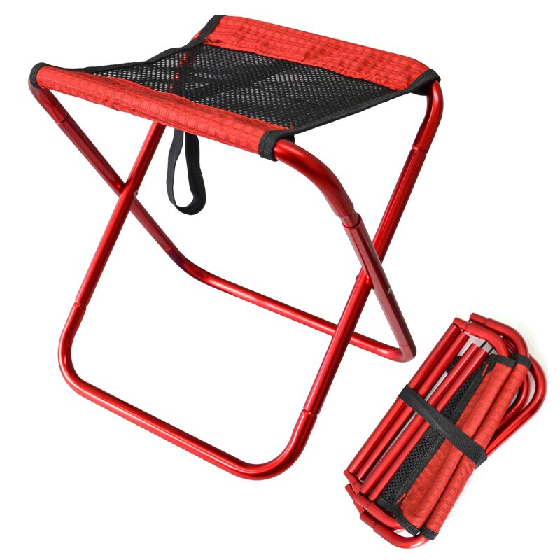 Outdoor Ademend Mesh Opvouwbare Vissen Stoel Ultra Licht Gewicht Draagbare Vouwen Camping Aluminium Picknick Vissen Stoel: Rood