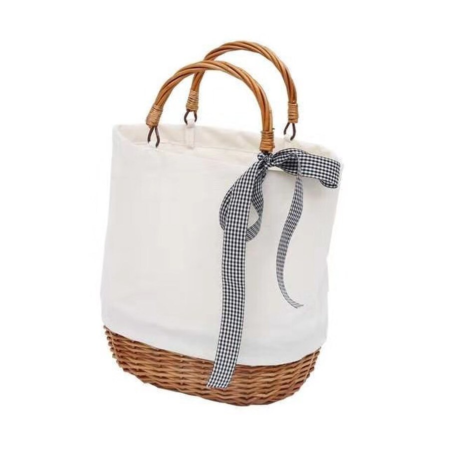Big Capacity Handmade Weaving Straw Patchwork Canvs Totes Women Handbags Rattan Woven Ladies Hand Bag Summer Beach Shoulder Bags