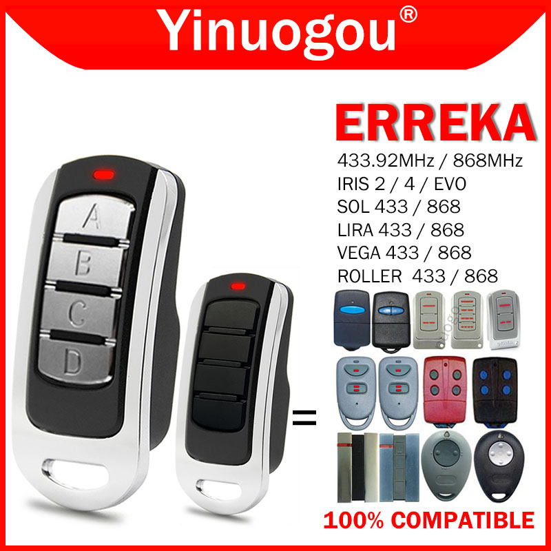 ERREKA SOL / LIRA / VEGA / ROLLER Garage Door Remote Control 433.92MHz 868MHz ERREKA IRIS 2 4 Remote Control Garage Door Opener