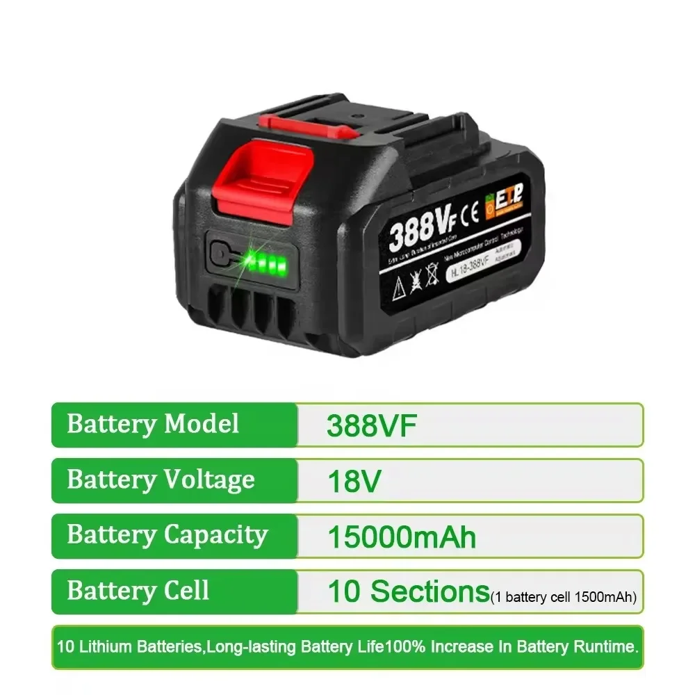 388VF 18V Battery 22500mah 15000mAh 928VF 128VF Large Capacity Rechargeable Lithium Ion Battery for Makita Electric Power Tool