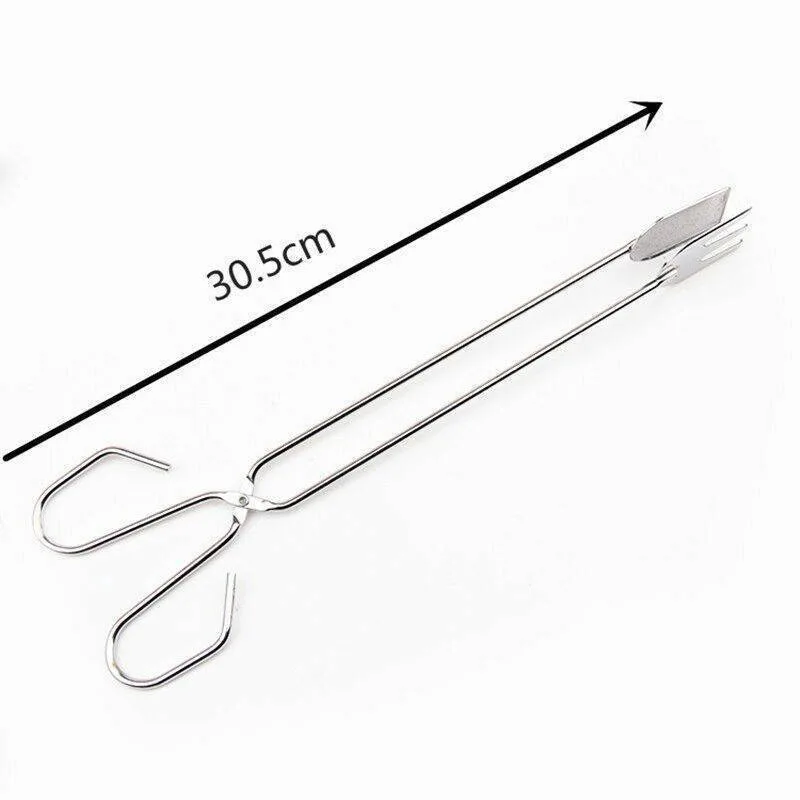 Multifunktionale Edelstahl-Grillzange für Lebensmittel, Gemüse, Fleisch, Holzkohleklemmen, Bratzange, tragbare Zange, Outdoor-Gadget