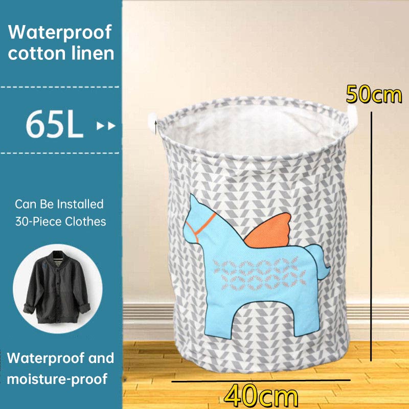 Household Dirty Clothes Hamper Basket Folding Over Sized Toy Storage Bucket Laundry Hampers with Easy Carry Extended Handles: H
